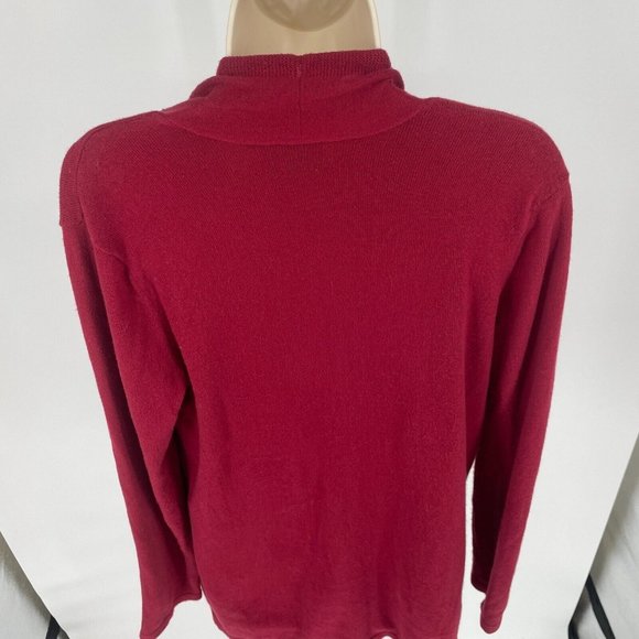 J. Jill Red Floral Branch Print Long Cardigan Holiday Cashmere Small - Picture 7 of 13